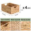 Water Hyacinth Pantry Baskets Set of 6, 12.5 x 9.5 x 6in Wicker Storage Baskets for Shelves, Pantry Baskets Organization, Bathroom Shelves Storage Basket