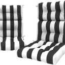 LVTXIII Outdoor Seat/Back Chair Cushion Patio Tufted High Back Cushion, Seasonal Replacement Rocking Chair Cushion with Ties (22" W x 20D, Set of 2, Cabana Black)