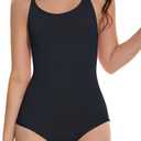 Beautikini Period Swimwear One Piece Leakproof Menstrual Swimsuit Adjustable Strap Bathing Suit for Teen Girls Women (Small, Black)