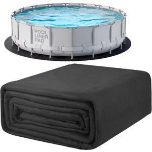 POOLHACKER 15 Ft Pool Liner Pad, Round Pool Liners for Above Ground Swimming Pools, Durable Geotextile Material, Easy to Install, Extends Life to The Line, Under Pool Padding