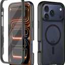 wahhle Compatible with iPhone 17 Pro Max Case, Magnetic Built in Screen Protector Full Body Shockproof Slim Fit Bumper Protective Phone Cover Men Women 6.9"-Black/Clear