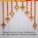 Marubhumi Artificial Marigold Flower Strands Garland for Diwali Decor,5 Feet Long Strands, Garland for Decoration, Diwali Decorations for Home, Christmas Decor Wedding Decor, Yellow & Red - 5 PCS