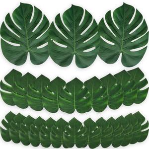 Moon Boat 120PCS Tropical Palm Leaves Plant Imitation Leaf-Hawaiian/ Luau/ Jungle Party Table Decorations