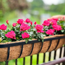 ZeeDix 24 Inch Railing Planter Box, 1 Pack Metal Window Boxes with Coco Liners for Railing, Hanging Flower Boxes for Deck Porch Balcony & Fence Outdoor Indoor Lawn