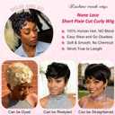 Short Curly Pixie Cut Wigs for Black Women, Loose Wave Short Curly Pixie Cut Wig Brazilian Virgin 100% Human Hair Wear and Go Glueless Layered Pixie Curly Wigs With Bangs for Daily Use