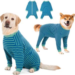 Yeapeeto Dog Onesie Surgery Recovery Suit for Large Medium Bodysuit Dogs Pajamas PJS Full Body for Shedding, Prevent Licking, Wound Protection, Cone Alternative (Blue Green, 2XL)