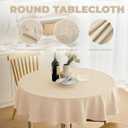 Decorelia Faux Linen Round Table Cloth 60 inch, Waterproof Decorative Fabric Anti-Scratch Texture Round Tablecloth Cover for Dining, Kitchen & Outdoor Table (60 Inch, Round (2-4 Seats), Beige)