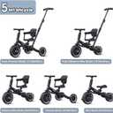 newyoo Toddler Bike, Tricycle w Push Handle for 1-3 Year Old, Birthday Gifts and Toys for Boy's and Girl's Birthday, Convertible 5 in 1 Baby Balance Bike, Kids Outdoor Riding Toys, Black, TR007