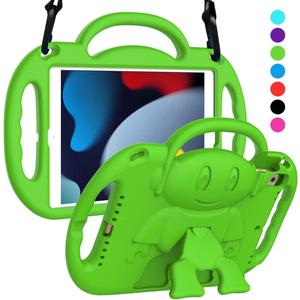 SUPLIK Kids Case for iPad 9th/8th/7th Generation (10.2 inch, 2021/2020/2019), iPad 10.2" Kidproof Case with Shoulder Strap Handle Stand for Apple iPad 7th/8th/9th Gen, Green
