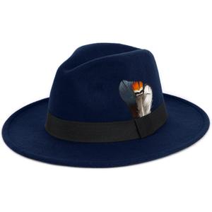 FADACHY Classic Fedora Hats for Men & Women Wide Brim Felt Hat Panama Dress Fedora Hat (Medium)