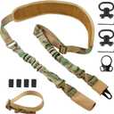 Upgraded Rifle Sling with Soft Shoulder Pad, Special Anti-Drop Protective Cover, Noise and Scratch Reducing Sleeve, Adjustable Length 2 Point Sling with D-Ring Loop (Camo)