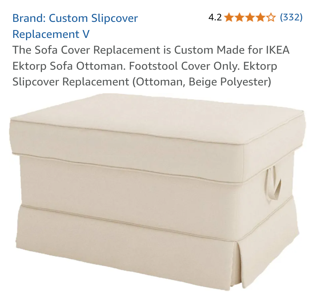 The Sofa Cover Replacement is Custom Made for IKEA Ektorp Sofa Ottoman. Footstool Cover Only. Ektorp Slipcover Replacement (Ottoman, Beige Polyester)