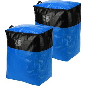 uxcell 2Pcs Extra Large Moving Bags, 20 x 20 x 28" Heavy Duty Woven Clothes Storage Totes Waterproof Packing Bags with Reinforced Zipper and Handle for Home Camping, Blue