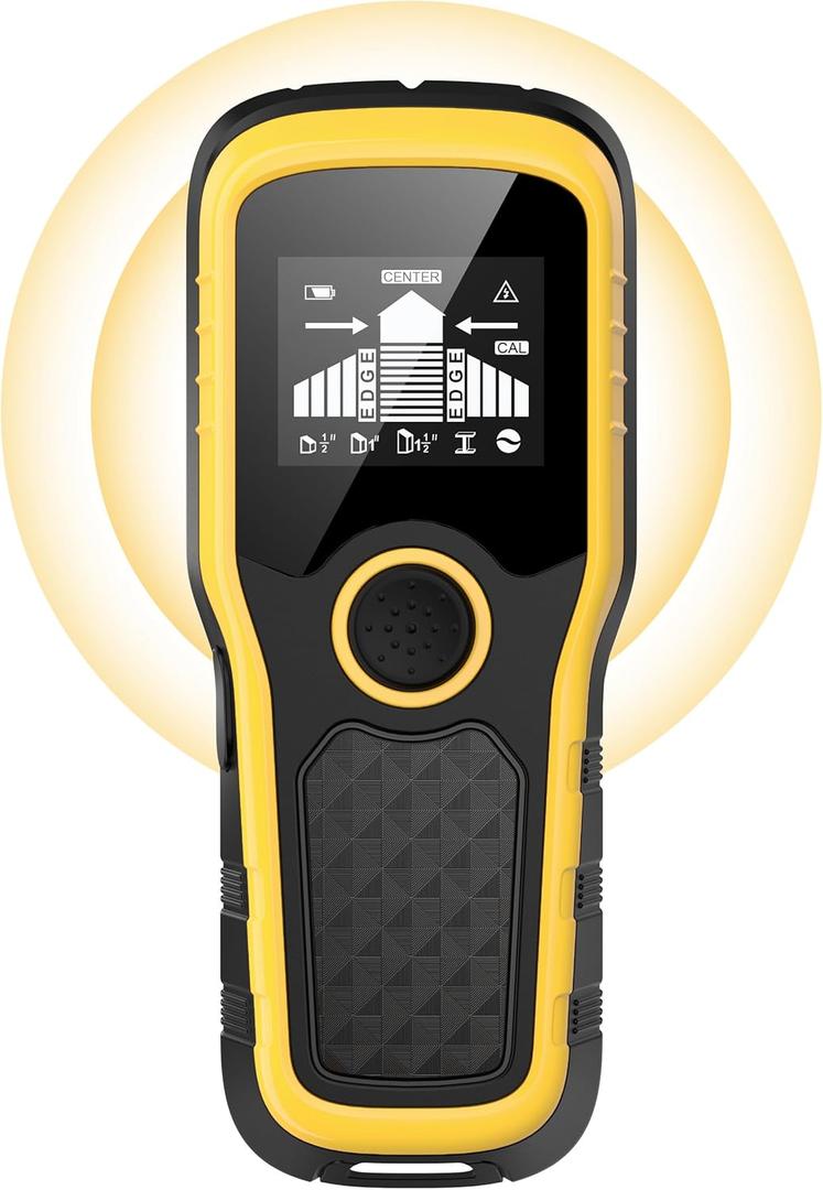 Stud Finder Wall Scanner, Advanced 5-in-1 Detector for Wood, Metal, Joists, Pipes, and AC Wires, New version Intelligent Chip, High-Definition LCD Display Screen & Audible Alarm (Light-Yellow)