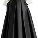 Caodip Tea Length Mother of The Bride Dresses for Women Long Sleeve Satin Evening Party Gown Elegant Wedding Guest Dress Size 3