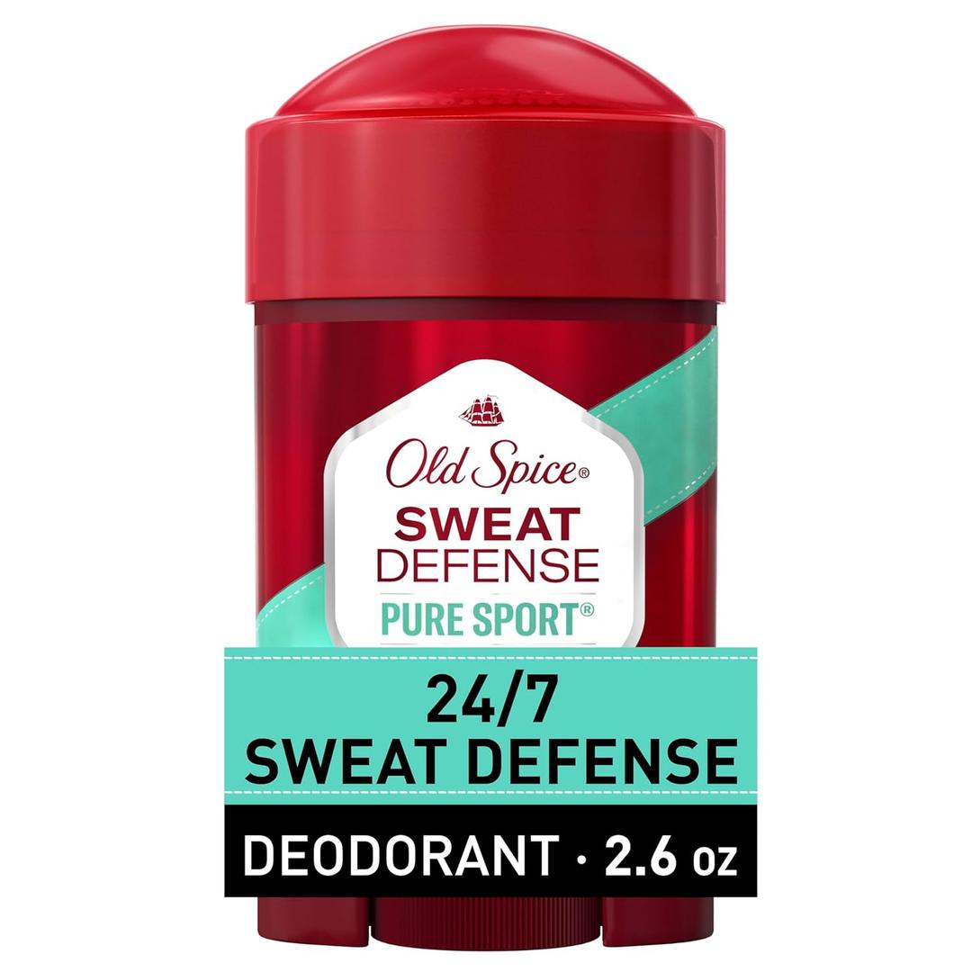 Old Spice Sweat Defense Antiperspirant & Deodorant for Men, 24/7 Ultimate Sweat Protection, Long Lasting Scent, Soft Solid, Pure Sport Scent, 2.6 oz (2.6 Ounce (Pack of 1)