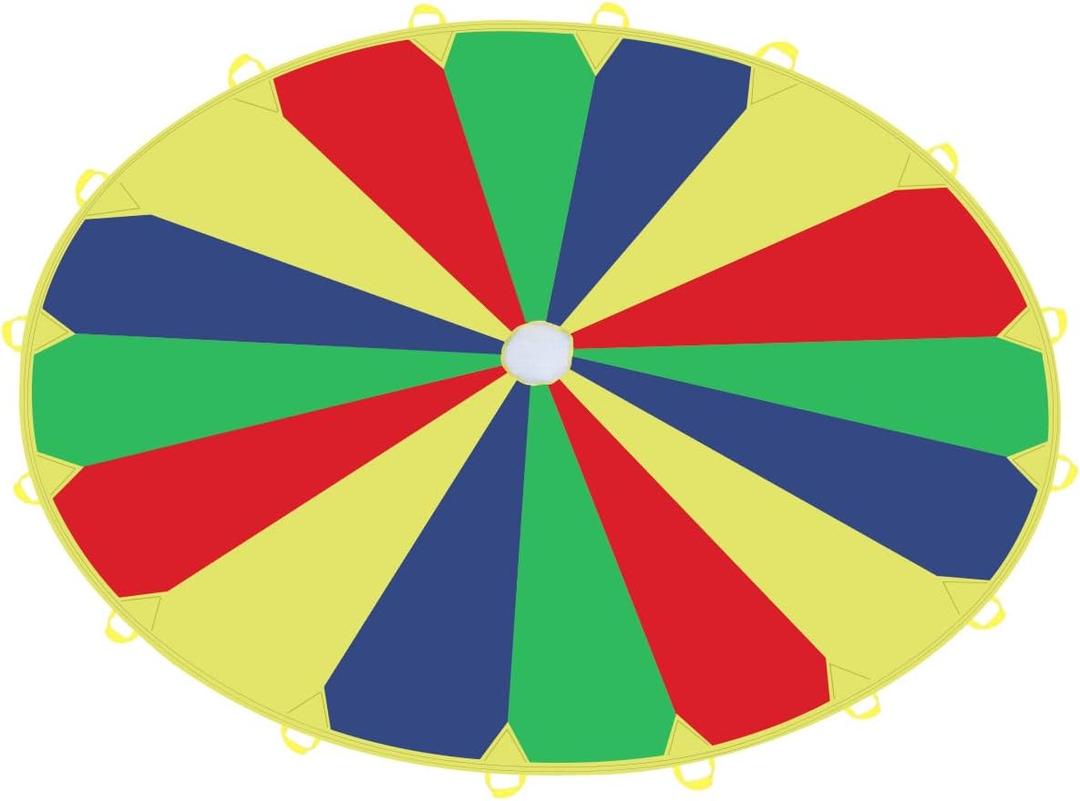 Sonyabecca Kids Play Parachute, Play Parachute 20ft with 16 Handles for Kids Cooperation Group Play