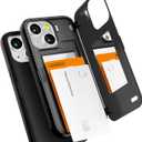 GOOSPERY Magnetic Door Bumper Compatible with iPhone 13 Mini Case, Card Holder Wallet Easy Magnet Auto Closing Protective Dual Layer Sturdy Phone Back Cover - Black