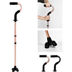Stand by Me Walking Cane for Elderly and Disabled, Adjustable with Soft Cushioned Handle, Portable Lightweight, Collapsible, Extra Standing Support Platform, Wide Footpad