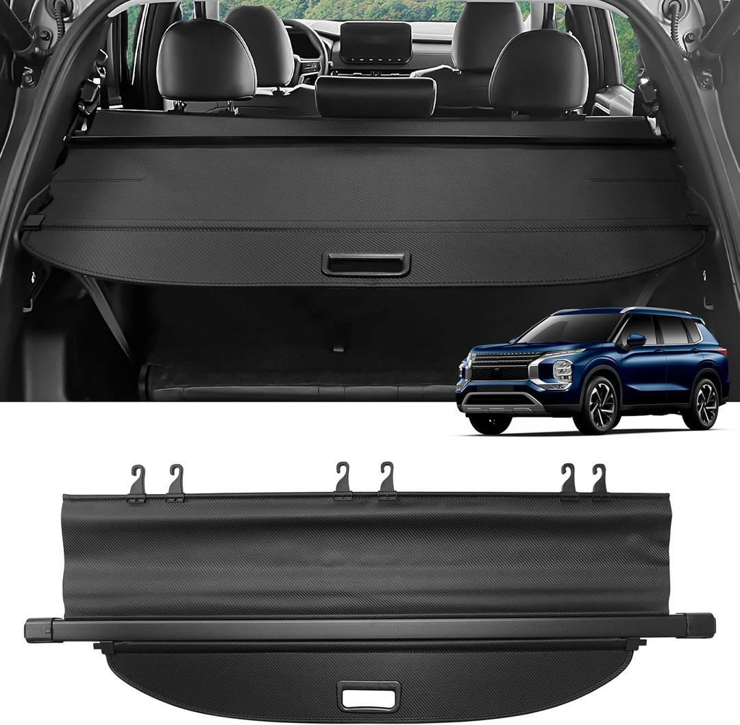 Cargo Cover for Mitsubishi Outlander 2025-2022 (Not Fit Sport Models) Retractable Trunk Cover Security Shielding Shade Cargo Luggage Cover Trunk Privacy Protection (Carbon Fiber Texture)