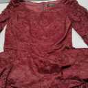 Dressystar Womens Long-Sleeve Wedding Guest Dress A-Line Lace Formal Party Cocktail Midi Dress Prom Gown (Medium, Burgundy)