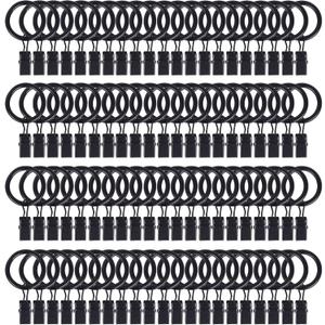 84 Pack Curtain Rod Clip Rings,1" Interior Diameter(Compatible with up to 5/8" Curtain Rod),Metal Drapery Ring with Clips,Strong Decorative Drapery Window Ring with Hooks,Rustproof Vintage(Black)