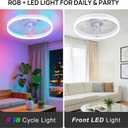 16" RGB Ceiling Fans with Lights and Remote/APP, Dimmable 3000-6500K LED Low Profile Ceiling Fan with Light, Modern Fandelier Flush Mount Ceiling Fan Light for Living Room, Bedroom and Kitchen