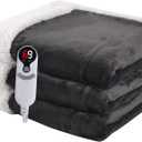 Heated Blanket Electric Blanket Full Size 72''x84'' with 9 Heating Levels, 1-10 Hour Auto Shut Off, Machine Washable, Flannel & Sherpa Soft Warming Blanket for Couch, Bed, Office - Dark Grey