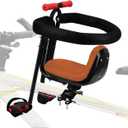 Front Mounted Child Bike Seat for Adult MTBInteractive Toddler Bicycle Carrier with Full Guardrail,Foot Pedals & Removable Foot Straps,Height Adjustable for Kids 15 Years (Up to 55lbs)