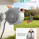 Retractable Garden Hose Reel 1/2"x150ft, 3-Ply Reinforced Heavy Duty garden hose reel, Kink-Free Rewind and Lock at Any Length, Rust Prevention Metal Mount, 180 Swivel Bracket for Lawn & Gardening