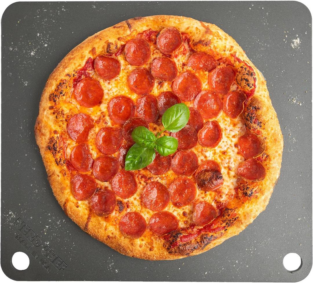 NerdChef Steel Stone - High Performance Pizza Baking | Made in USA (14.5" x 16" x 1/4") - (.25" Thick - Standard)