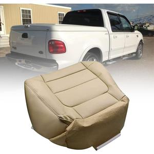 NLQR Passenger Side Bottom Seat Cover Replacement Leather Tan Compatible with Ford F-150 Lariat 2001 2002 2003