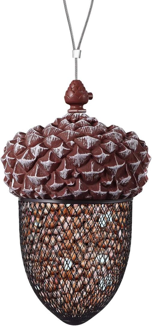 KALLAK Hanging Acon Metal Bird Feeder Outdoor Decoration, Sunflower Seed and Peanut Bird Feeder for Woodpeckers, Titmice, Nuthatches, Chickadees, Jays and More