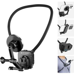 K&F Concept Magnetic Neck Phone Mount for Recording, Hands-Free POV/Vlog Video Filming, Magnetic Phone Chest Mount for GoPro DJI Insta360, Neck Holder for iPhone 16 15 14 13 12 Series