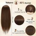Mannequin Head with 90% Human Hair, 24" Female Real Hair Cosmetology Mannequin Head Hair Styling Manikin Head Doll Head for Hairdresser Practice Training with Clamp Holder and Tools (Brown)