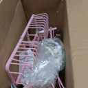 Adjustable Shower Caddy Hanging for Handheld Showerheads - Never Rust Shower Hanging Organizer, Upgraded Bathroom Shower Rack with Soap Basket, Hooks and Toothbrush Holder (Pink)