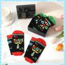 2 Pair Funny Best Dad Novelty Crew Socks With Gift Box | Vibrant Super Dad Graphic Printed Cotton Socks Thoughtful Present Choice for Fathers Day Birthday (Black)