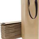 Aimyoo 20 Pack Brown Wine Bottle Bags Bulk 4x4x14 inch, Kraft Paper Gift Bags with Handles Champagne Alcohol Retail Bag
