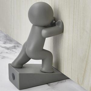 Cute Door Stopper Wedge, Non-Slip Door Stops for Bottom of Door, Keep Doors Open for Kids Pets, Gray 1 Pack (Patented)