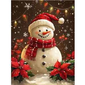 Christmas Paint by Numbers for Adult, Snowman Paint by Numbers Kit for Adults Beginners, DIY Christmas Acrylic Painting on Canvas for Home Wall Art Decor(16x20inch)