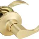 Brushed Brass Door Handle, 10 Pack Gold Door Levers, Interior Closet/Hall Door Knobs, Wave Lever, Passage Door Handles Use for Right Hand, Modern Wave Design