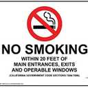 Lilyanaen New Metal Sign Aluminum Sign California No Smoking X Feet for Outdoor & Indoor 12" x 8"
