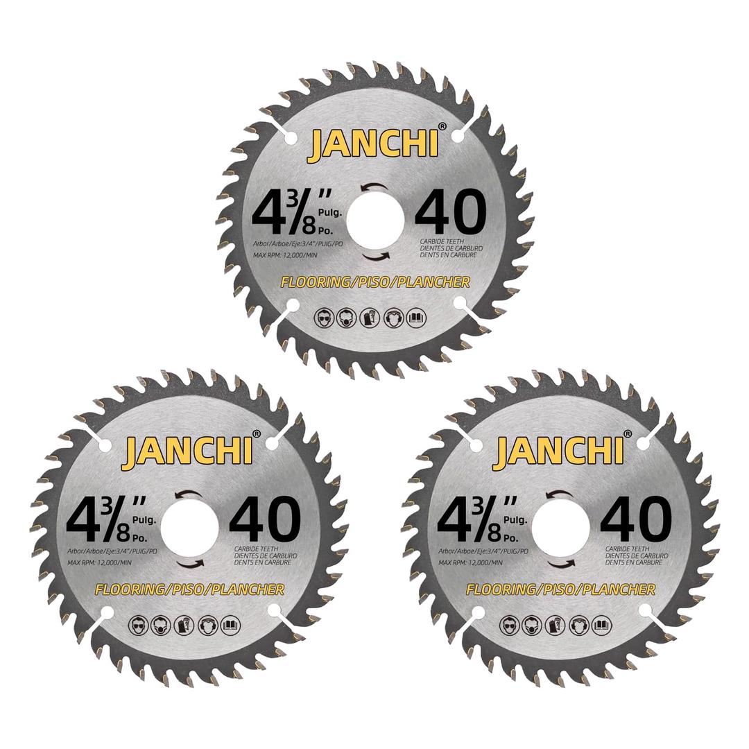 3-Pack 4-3/8-Inch by 40T Carbide Flooring Blade Compatible with Skil 3600-02 Flooring Saw, Great for Cutting Laminate Floor, Solid Wood Floor, and Engineered Wood Floor