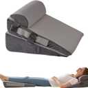 3Pcs Wedge Pillow Set for After Surgery,Acid Reflux Relief, Adjustable Bed Wedge Pillows for Sleeping,Anti Snore, Memory Foam Triangle Pillow for Back&Neck&Shoulder Pain Relief, Grey (12 IN+1 Head pillow)