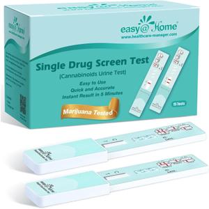 Easy@Home Single Drug Screen Test (Cannabinoids Urine Test) - THC Tests for Home THC Drug Test Urine Detox Kit Cutoff Level 50ng/mL Individually Wrapped - EDTH-114 (15 Pack)
 2026/05/18