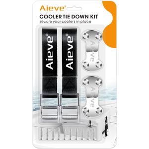 Aieve Cooler Tie Down Straps Kit - Ice Chest Lock Bracket - Cooler Accessories Secure for YETI Cooler RTIC Coolers