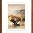 8x10 Picture Frame with Mat for 5x7/6x8, Natural Walnut Wood Handcrafted Rounded Corner with Real Glass, Vertical or Horizontal Display Photo Gallery Wall & Tabletop Frame