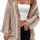 Pink Queen Women's 2025 Fall Winter Oversized Cardigan Sweater Long Sleeve Cable Knit Outerwear Coat.XL