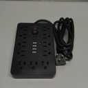 6 FT Flat Plug Surge Protector Power Strip,11 Multiple AC Outlets with 6 USB Ports (2 USB C), 6 Feet Extension Cord, 1250W/10A, One Touch Switch Button, 17 in 1 Compact powerstrip