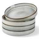 GBHOME 9'' Large Ceramic Pasta Bowls, 32oz Stoneware Pasta Serving Bowls Set of 4 for Kitchen, Wide Bowls for Fruit,Pasta,Salad,Oatmeal,Meal, Microwave Safe, Reactive Glaze-Green Wheat